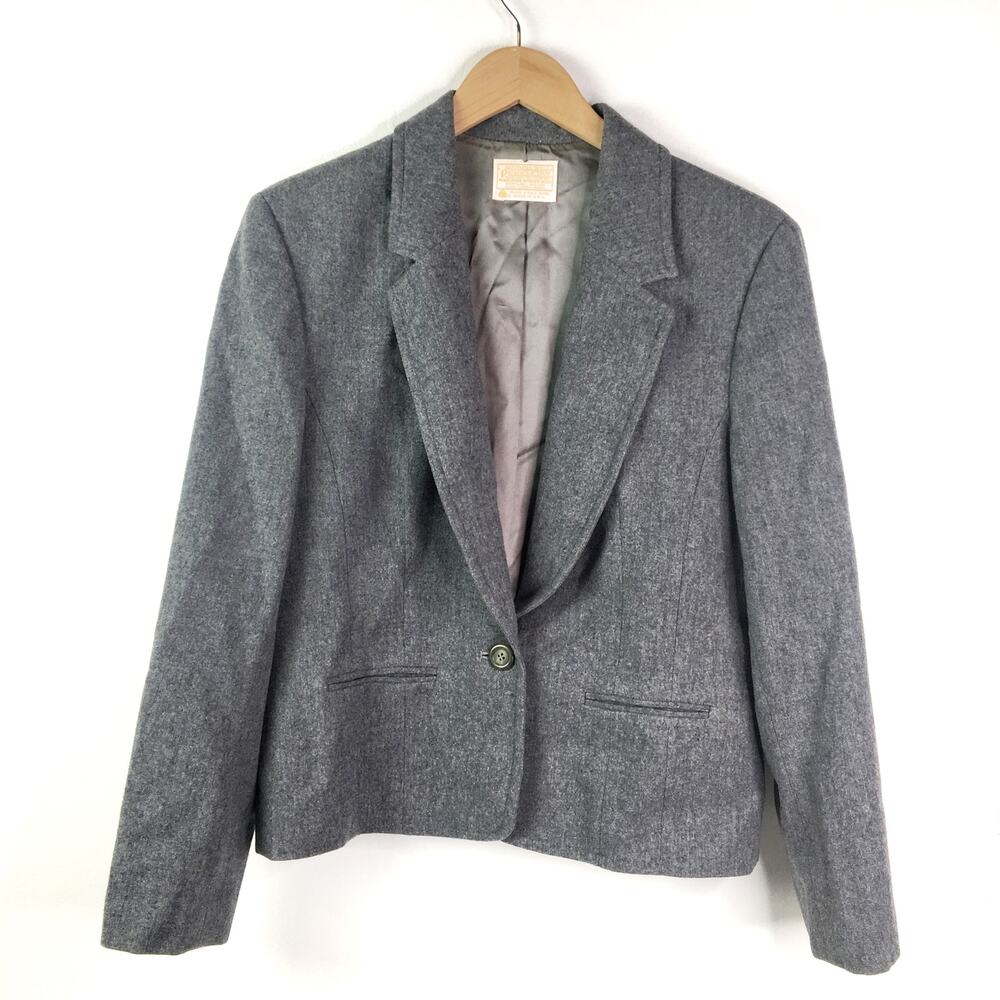 Vintage Pendleton Grey Wool Women's Blazer Size 10